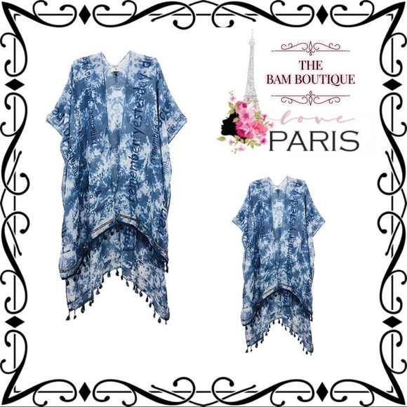Blue Tie Dye Live Today Tassle-Hem Kimono - Picture 1 of 3